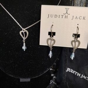 Judith Jack Sterling Silver Marcasite Heart Necklace and Earrings Set!